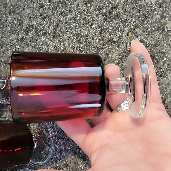 Red vintage Luminarc glassware bundle stamped France, 6 large, 6 small - Picture 8 of 9